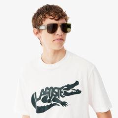 Lacoste Classic Fit Printed Cotton T-Shirt White