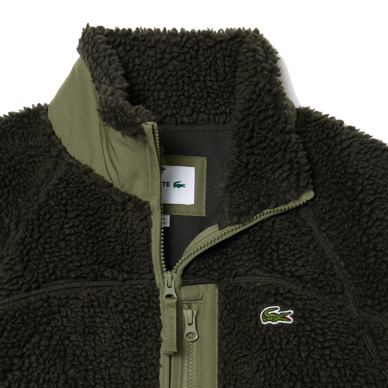 Lacoste Colourblock Fleece Zip-Up Jacket Khaki Green - Parasol Store