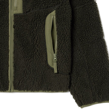 Lacoste Colourblock Fleece Zip-Up Jacket Khaki Green - Parasol Store