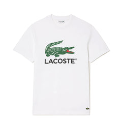 Lacoste Cotton Jersey Signature Print T-Shirt White - Parasol Store