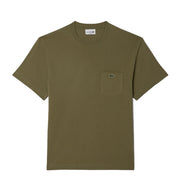Lacoste Cotton T-Shirt with Breast Pocket Khaki - Parasol Store