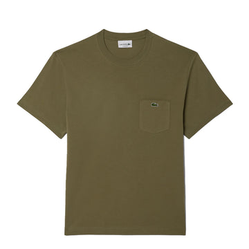 Lacoste Cotton T-Shirt with Breast Pocket Khaki - Parasol Store