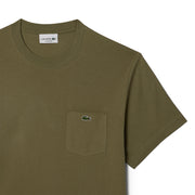 Lacoste Cotton T-Shirt with Breast Pocket Khaki - Parasol Store