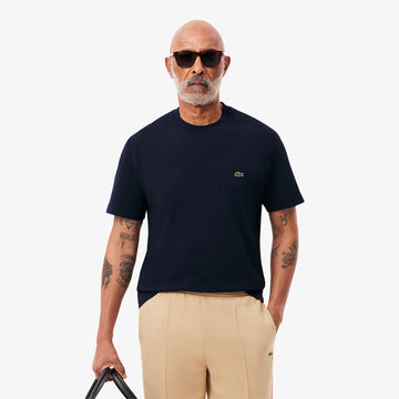 Lacoste Cotton T-Shirt with Breast Pocket Midnight Blue - Parasol Store