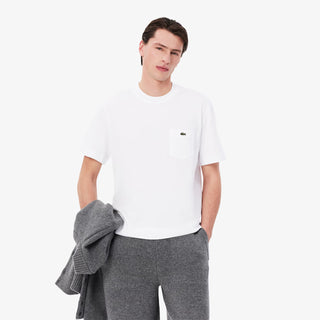 Lacoste Cotton T-Shirt with Breast Pocket White - Parasol Store