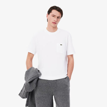 Lacoste Cotton T-Shirt with Breast Pocket White - Parasol Store