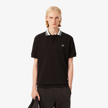 Lacoste French Made Classic Fit Stripe Collar Polo Shirt Brown