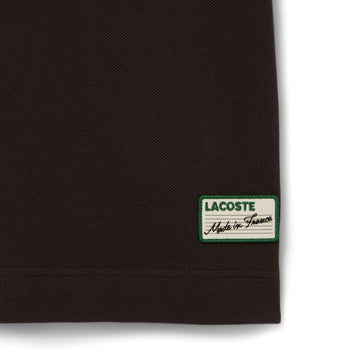 Lacoste French Made Classic Fit Stripe Collar Polo Shirt Brown