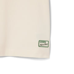Lacoste French Made Classic Fit Stripe Collar Polo Shirt Ecru White