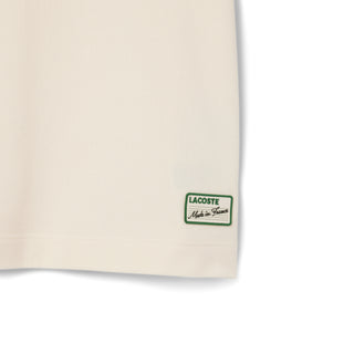 Lacoste French Made Classic Fit Stripe Collar Polo Shirt Ecru White