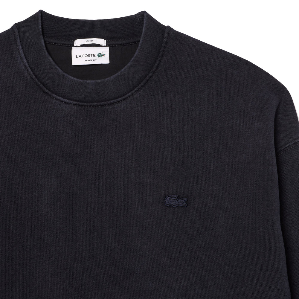 Lacoste Loose Fit Washed Effect Fleece Sweatshirt Black - Parasol Store