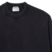 Lacoste Loose Fit Washed Effect Fleece Sweatshirt Black - Parasol Store