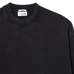 Lacoste Loose Fit Washed Effect Fleece Sweatshirt Black - Parasol Store