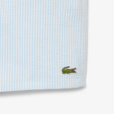 Lacoste Mid Length Striped Textured Swim Trunks White/Light Blue - Parasol Store