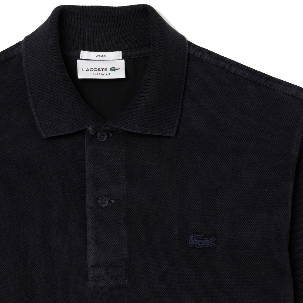 Lacoste Original L.12.12 Washed Effect Cotton Polo Shirt Black - Parasol Store