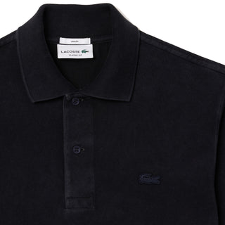 Lacoste Original L.12.12 Washed Effect Cotton Polo Shirt Black - Parasol Store