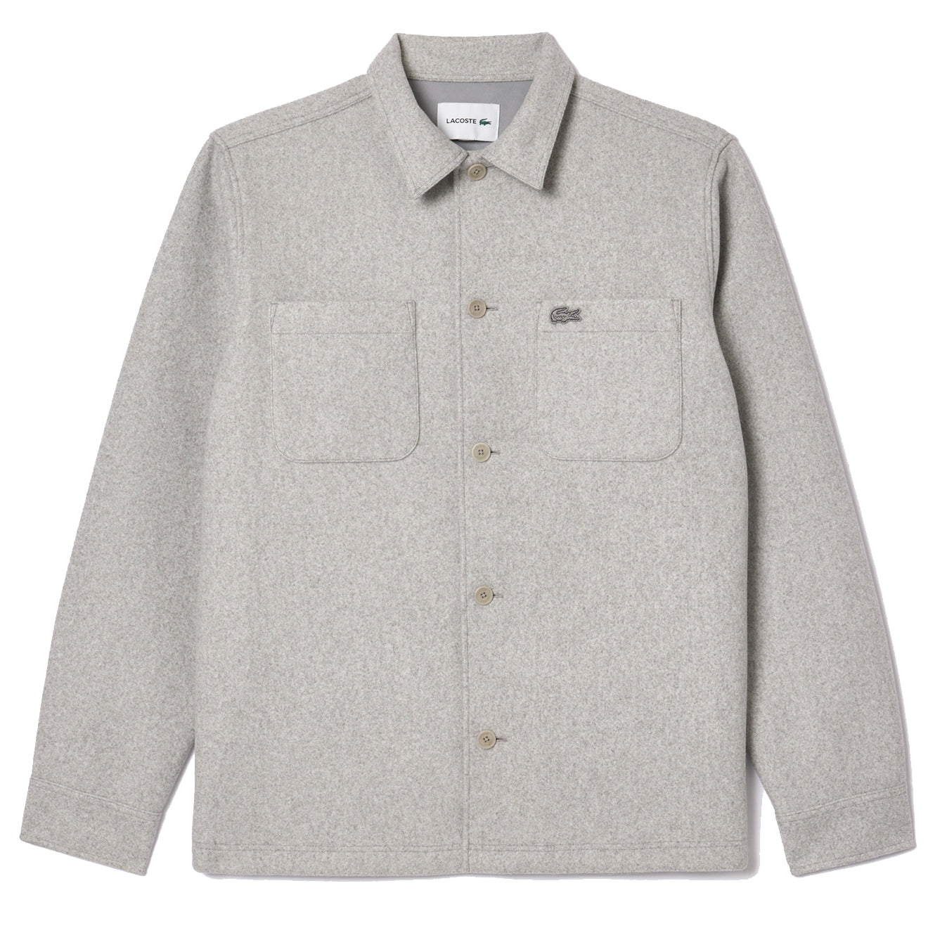 Lacoste Oversized Flannel Overshirt Grey Chine - Parasol Store