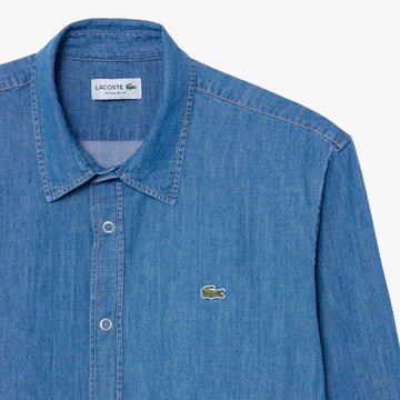 Lacoste Reg Fit Lightweight Denim Shirt Blue