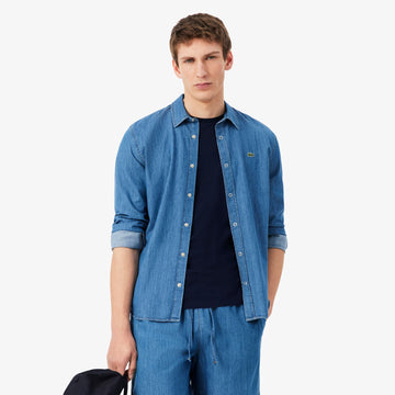 Lacoste Reg Fit Lightweight Denim Shirt Blue