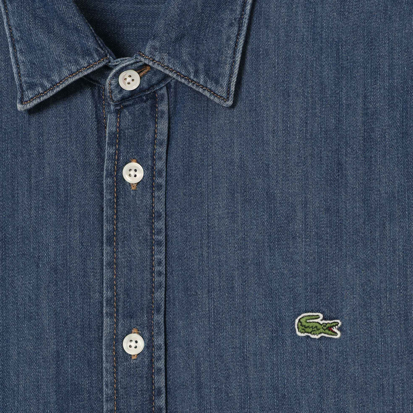 Lacoste Regular Fit Denim Shirt Blue - Parasol Store