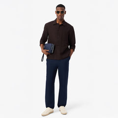 Lacoste Regular Fit Linen Chino Pants Midnight Blue