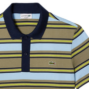 Lacoste Regular Fit Striped Cotton Polo Shirt Khaki Green / Blue - Parasol Store