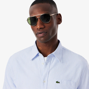 Lacoste Regular Fit Striped Oxford Shirt Blue / White - Parasol Store