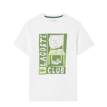 Lacoste Relaxed Fit Tennis Print S/S Tee White