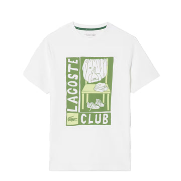 Lacoste Relaxed Fit Tennis Print S/S Tee White