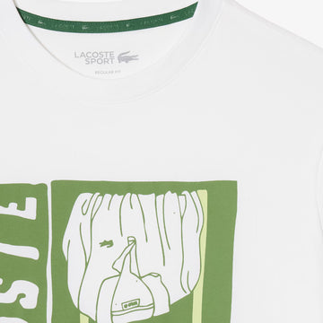 Lacoste Relaxed Fit Tennis Print S/S Tee White