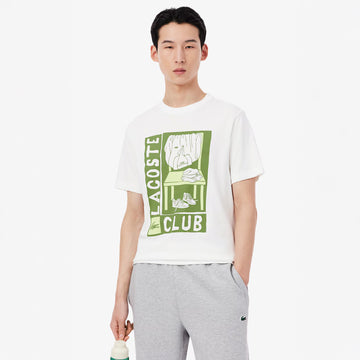 Lacoste Relaxed Fit Tennis Print S/S Tee White
