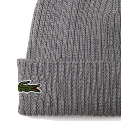 Lacoste Rib Knit Brushed Wool Beanie Heather Agate - Parasol Store