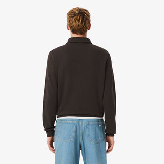 Lacoste Ribbed Cotton Polo Collar Sweatshirt Brown - Parasol Store