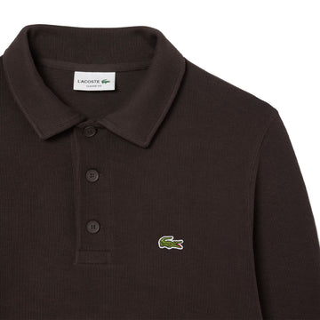 Lacoste Ribbed Cotton Polo Collar Sweatshirt Brown - Parasol Store