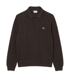 Lacoste Ribbed Cotton Polo Collar Sweatshirt Brown - Parasol Store