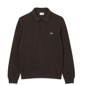 Lacoste Ribbed Cotton Polo Collar Sweatshirt Brown - Parasol Store