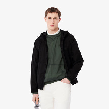 Lacoste Water-Repellent Packable Nylon Jacket Black - Parasol Store