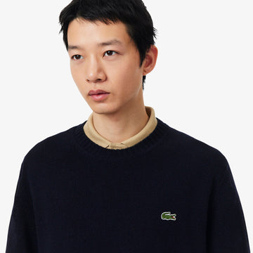 Lacoste Wool Crew Neck Sweater Midnight Blue