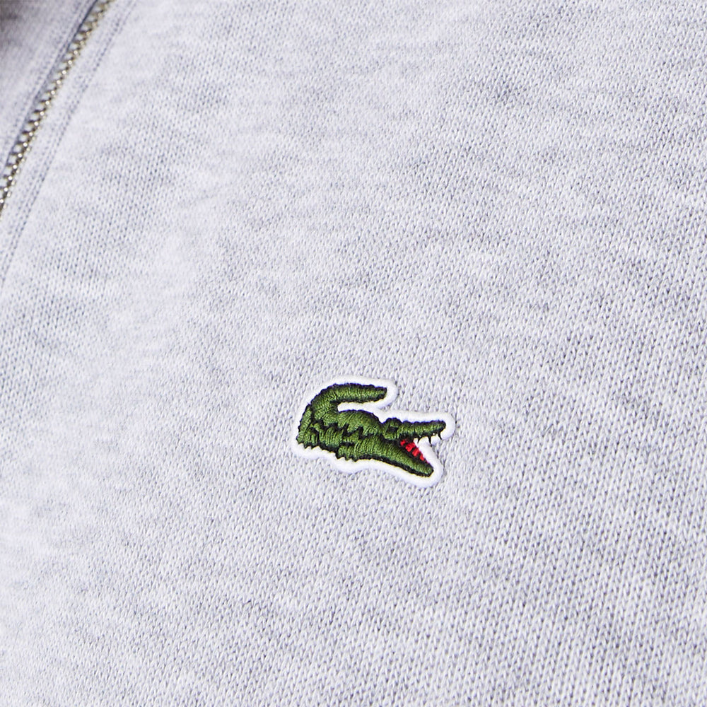 Lacoste Zip-Up High Neck Interlock Sweatshirt Light Heathered Grey - Parasol Store