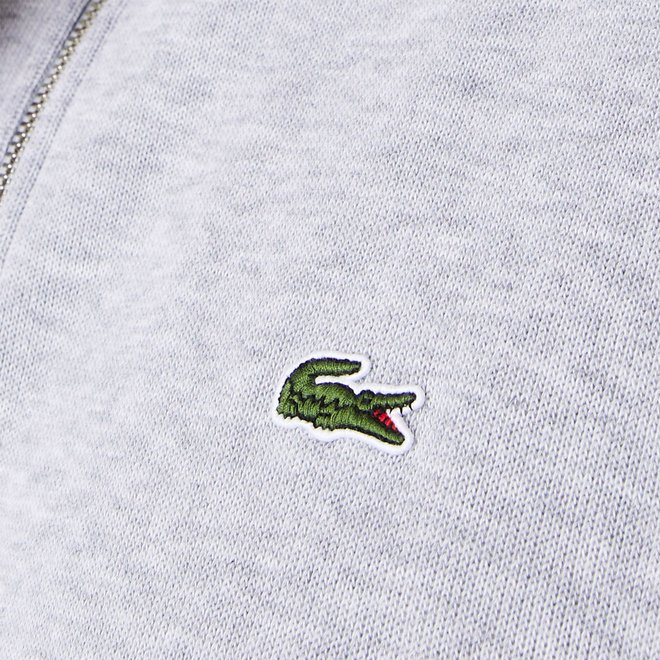 Lacoste Zip-Up High Neck Interlock Sweatshirt Light Heathered Grey - Parasol Store