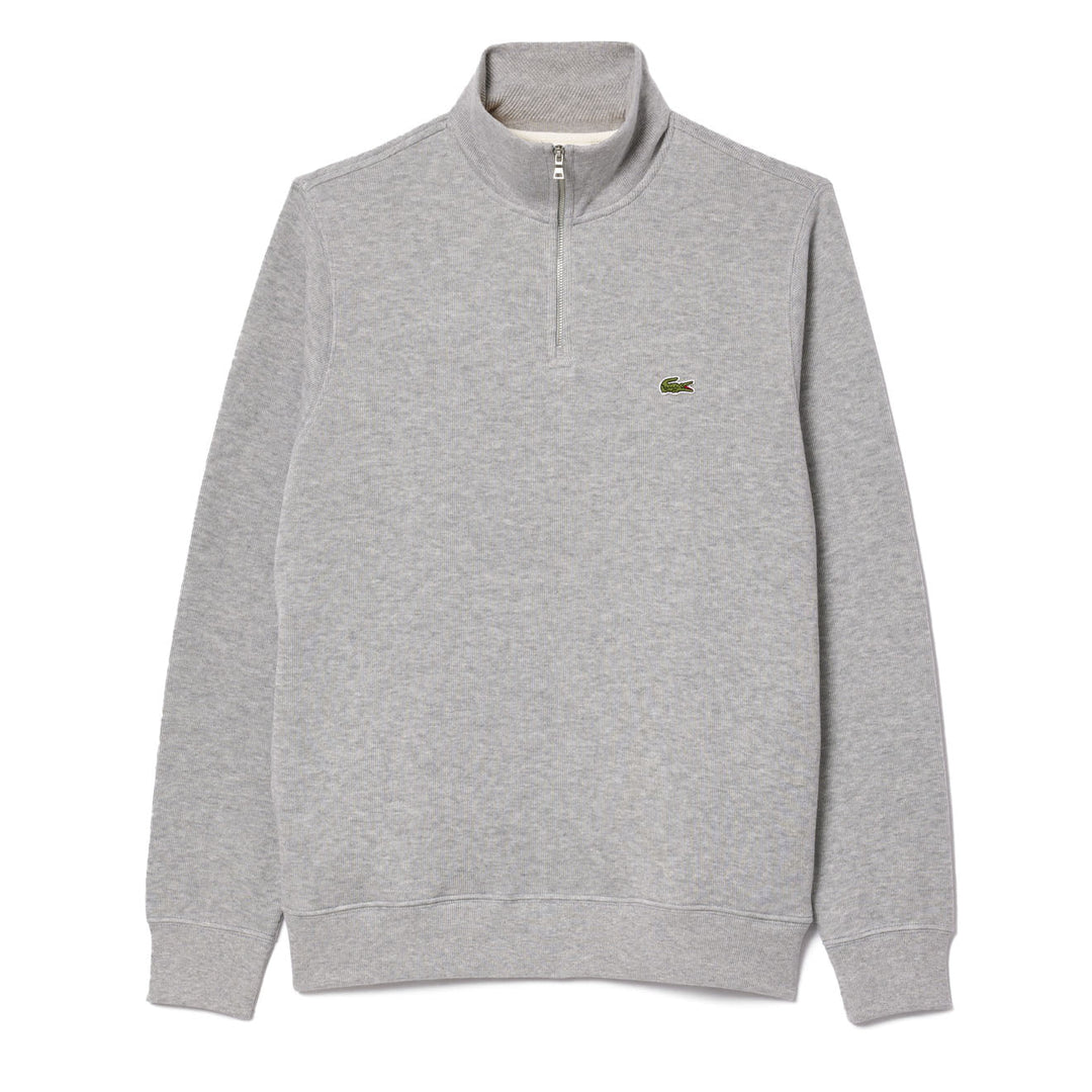 Lacoste Zip-Up High Neck Interlock Sweatshirt Light Heathered Grey - Parasol Store