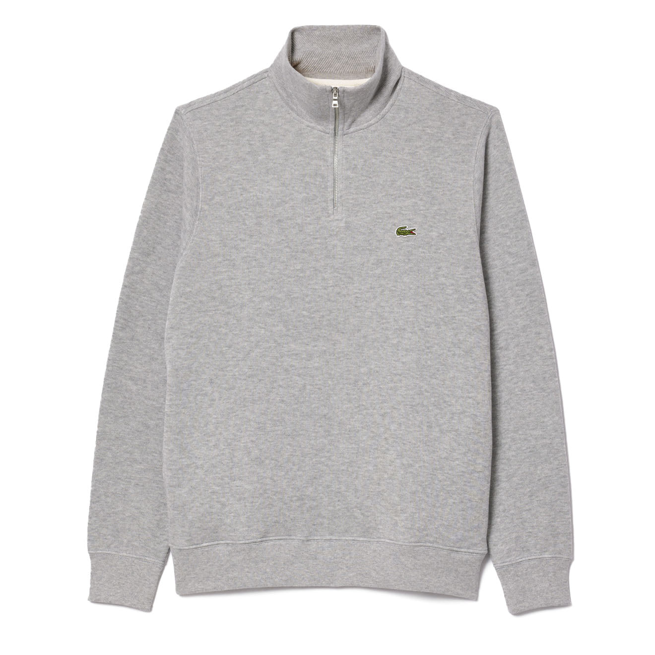 Lacoste Zip-Up High Neck Interlock Sweatshirt Light Heathered Grey - Parasol Store