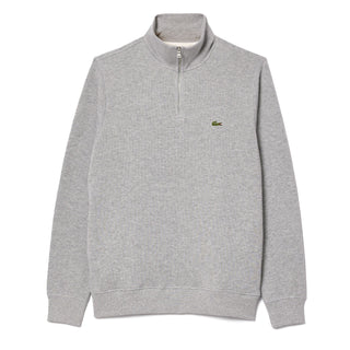 Lacoste Zip-Up High Neck Interlock Sweatshirt Light Heathered Grey - Parasol Store