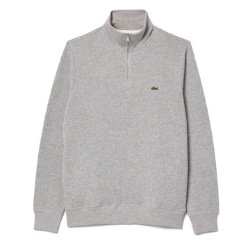 Lacoste Zip-Up High Neck Interlock Sweatshirt Light Heathered Grey - Parasol Store