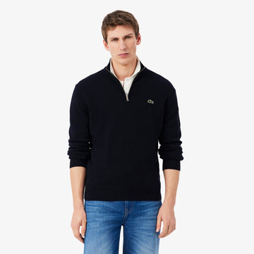 Lacoste Zipped High Neck Wool Sweater Midnight Blue