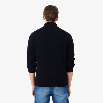 Lacoste Zipped High Neck Wool Sweater Midnight Blue