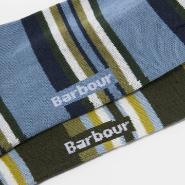 Barbour Summer Stripe 2 Pack Socks Olive / Navy Stripe