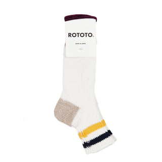 Rototo Two Stripe White / Navy / Yellow RoToTo