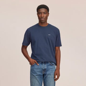 NN07 Adam Casual Logo Pima T-Shirt Navy Blue