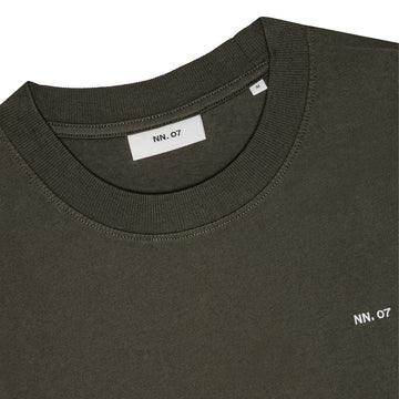 NN07 Adam Casual Logo Pima T-shirt Dark Army - Parasol Store